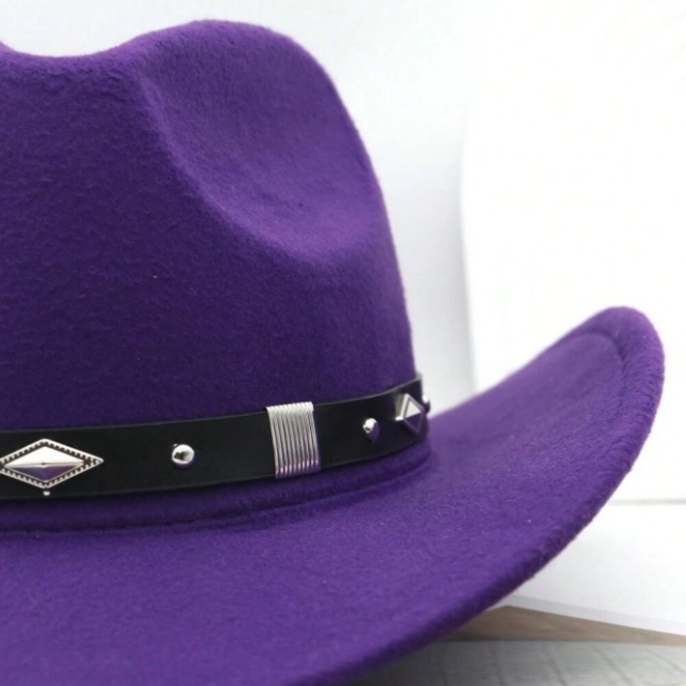Purple Western Cowboy, Cowgirl Hat, Silver Diamond Band – Unisex‎ Rodeo Hat - Picture 4 of 5
